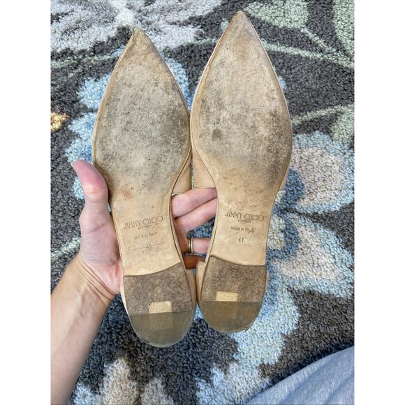 Jimmy Choo Shoes Womens EU 41 Vanessa Suede Pink Tan Pointed Toe Ballet Flat - Picture 6 of 10